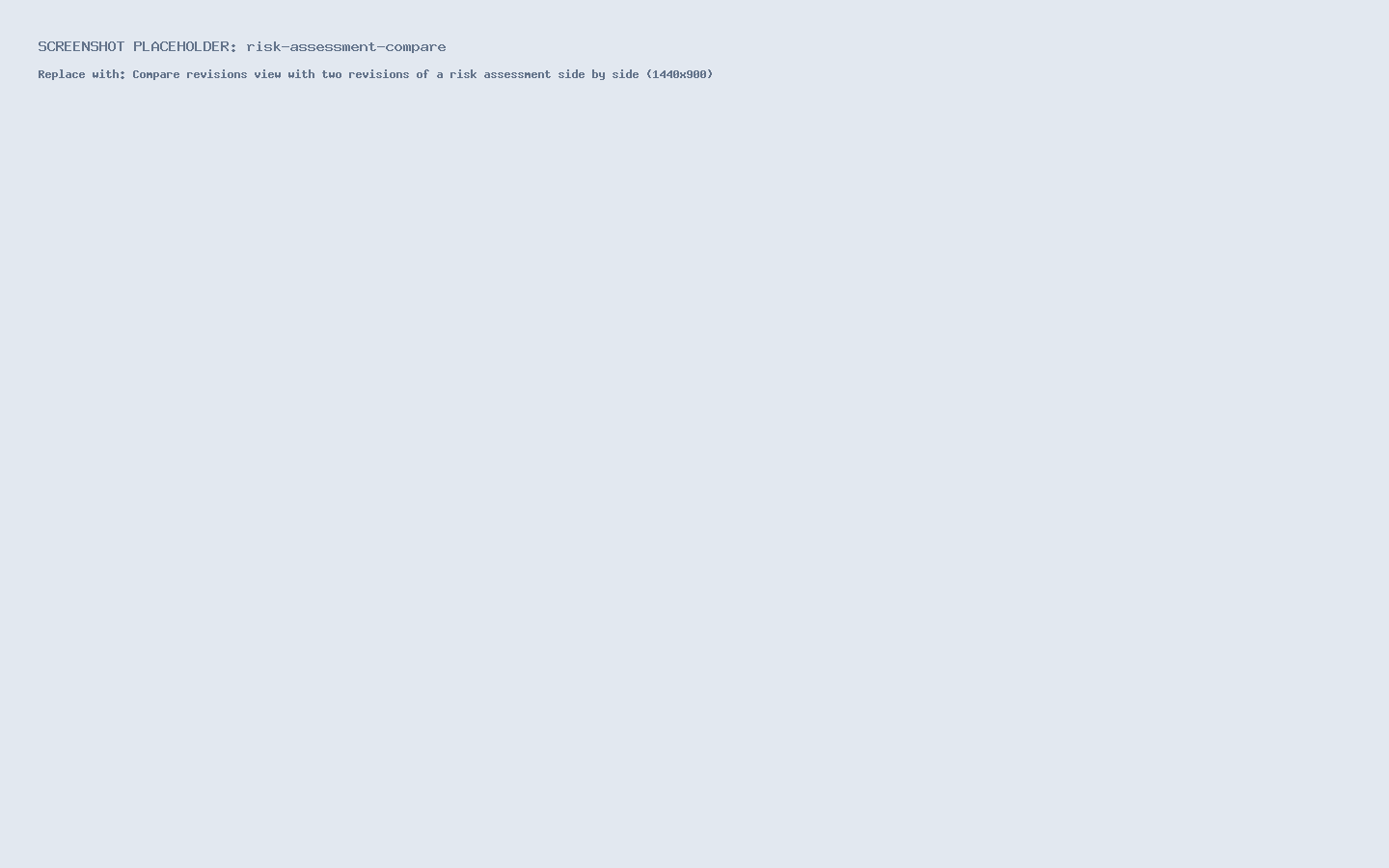 Compare revisions view with two revisions of a risk assessment side by side